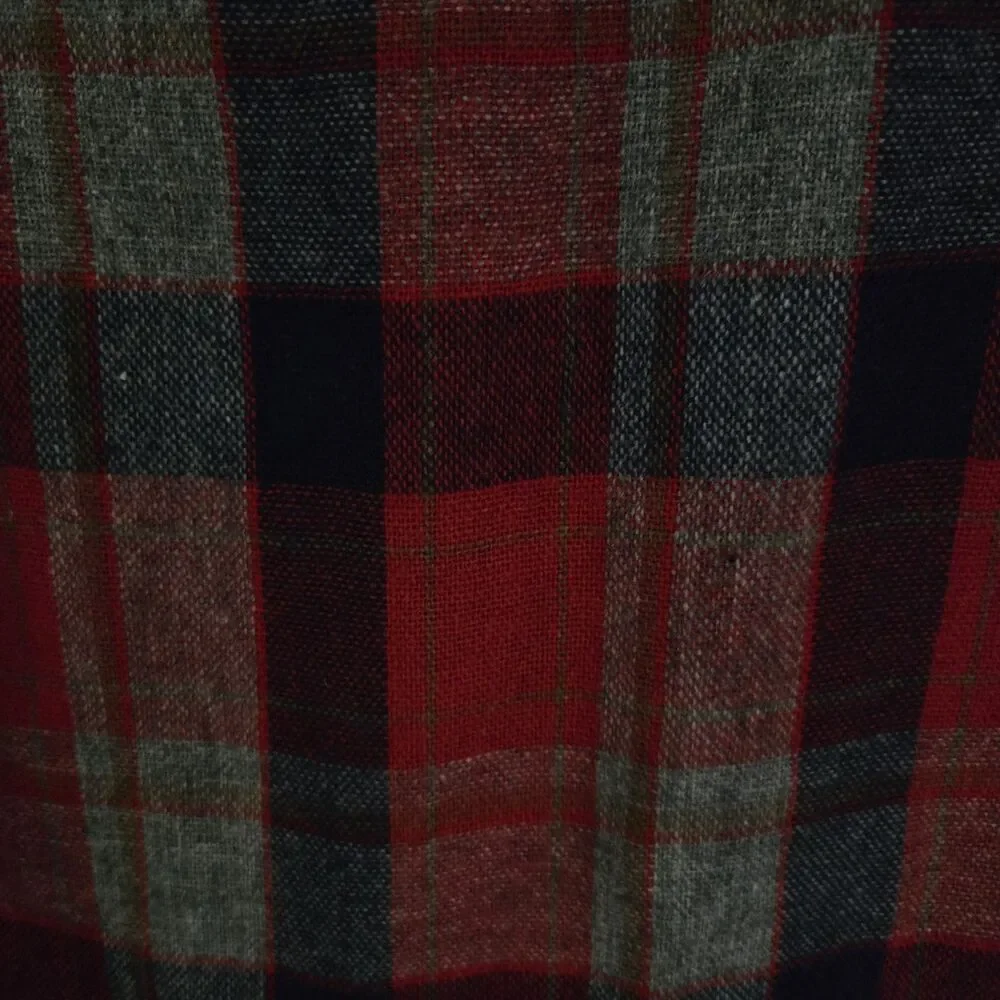 Fieldmaster Red Plaid Flannel Shirt Men L Wool Blend Button‎ Down Workwear Vtg